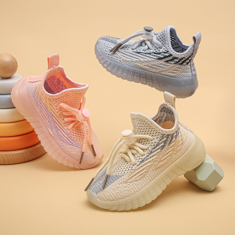 Kids Breathable Knit Sneakers, Lightweight Soft Sole Casual Shoes for Boys and Girls