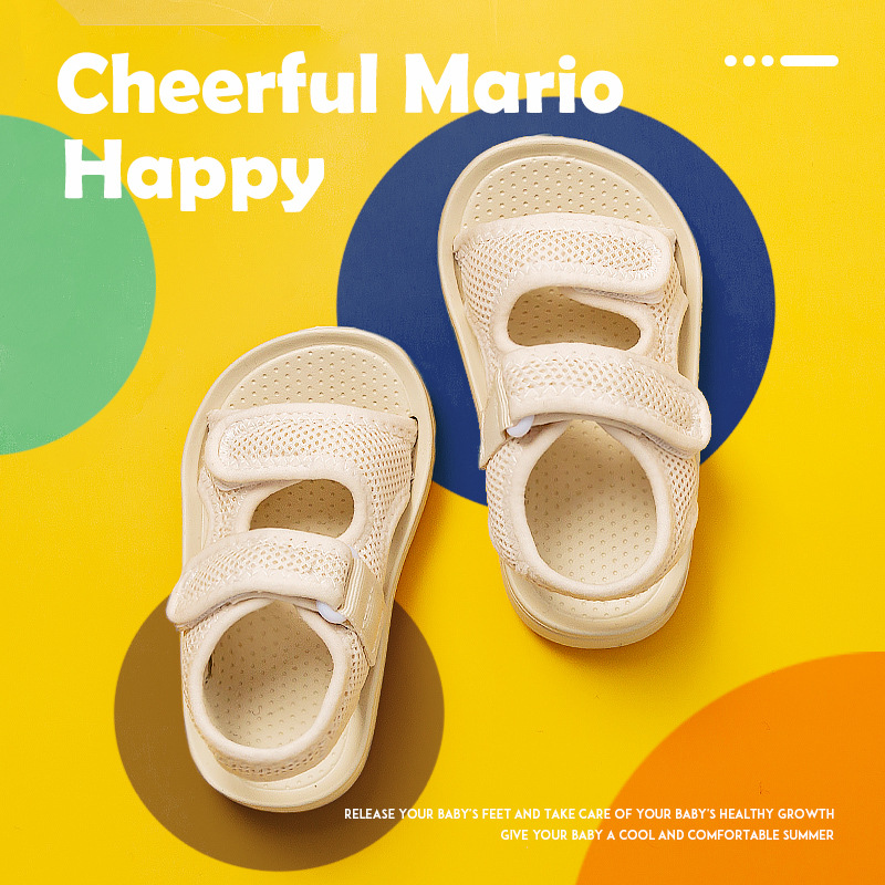 CheerfulMario Kids Sandals for Boys and Girls, Summer Breathable Mesh EVA Sole Hook-and-Loop Beach Shoes