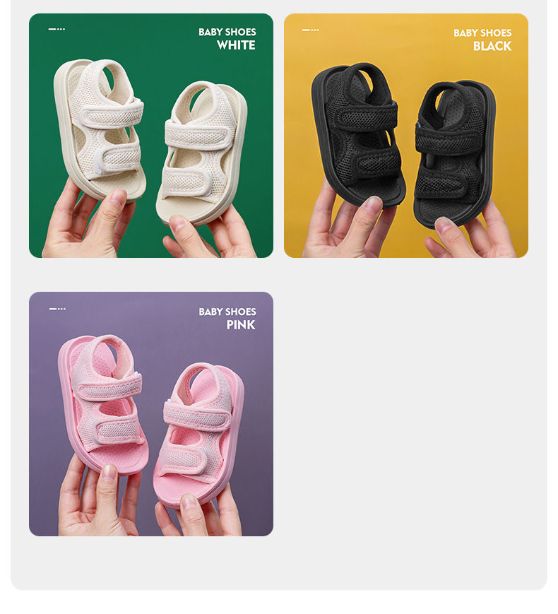 CheerfulMario Kids Sandals for Boys and Girls, Summer Breathable Mesh EVA Sole Hook-and-Loop Beach Shoes
