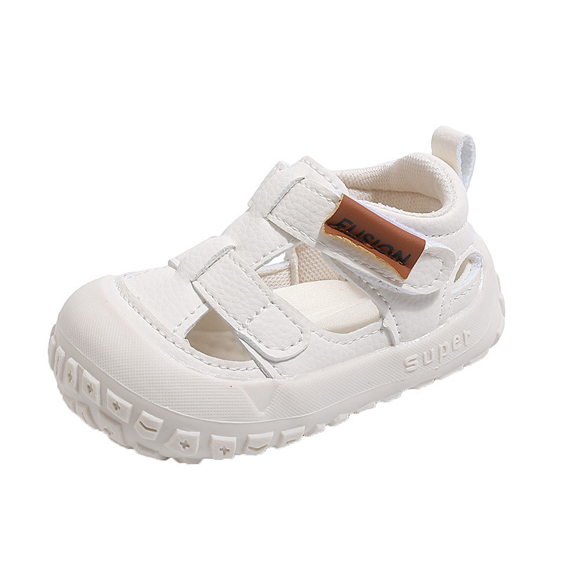 Breathable closed-toe sandals for kids, featuring a soft non-slip sole and hook-and-loop closure, suitable for toddler boys and girls in summer