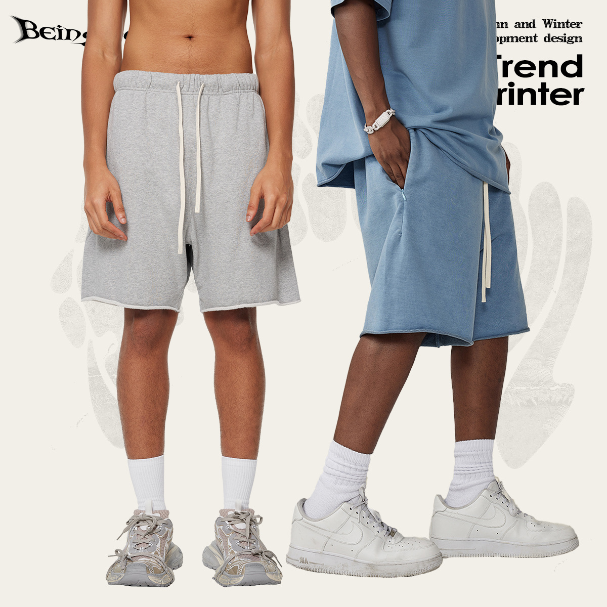 Men's Vintage Cotton Sweat Shorts, Heavyweight Washed Loose Fit Summer Gym Shorts