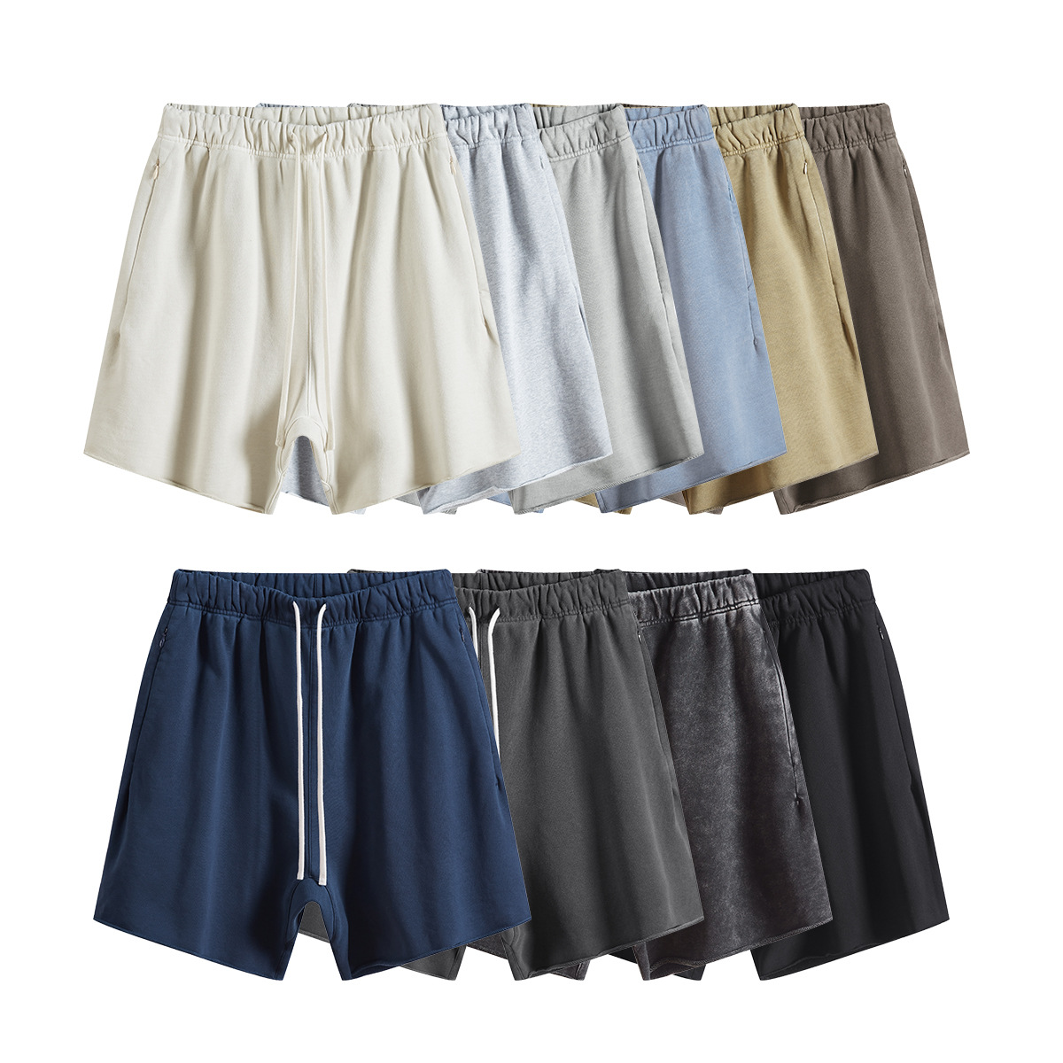 Men's Vintage Cotton Sweat Shorts, Heavyweight Washed Loose Fit Summer Gym Shorts