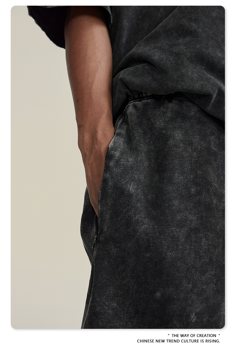 Men's Vintage Cotton Sweat Shorts, Heavyweight Washed Loose Fit Summer Gym Shorts
