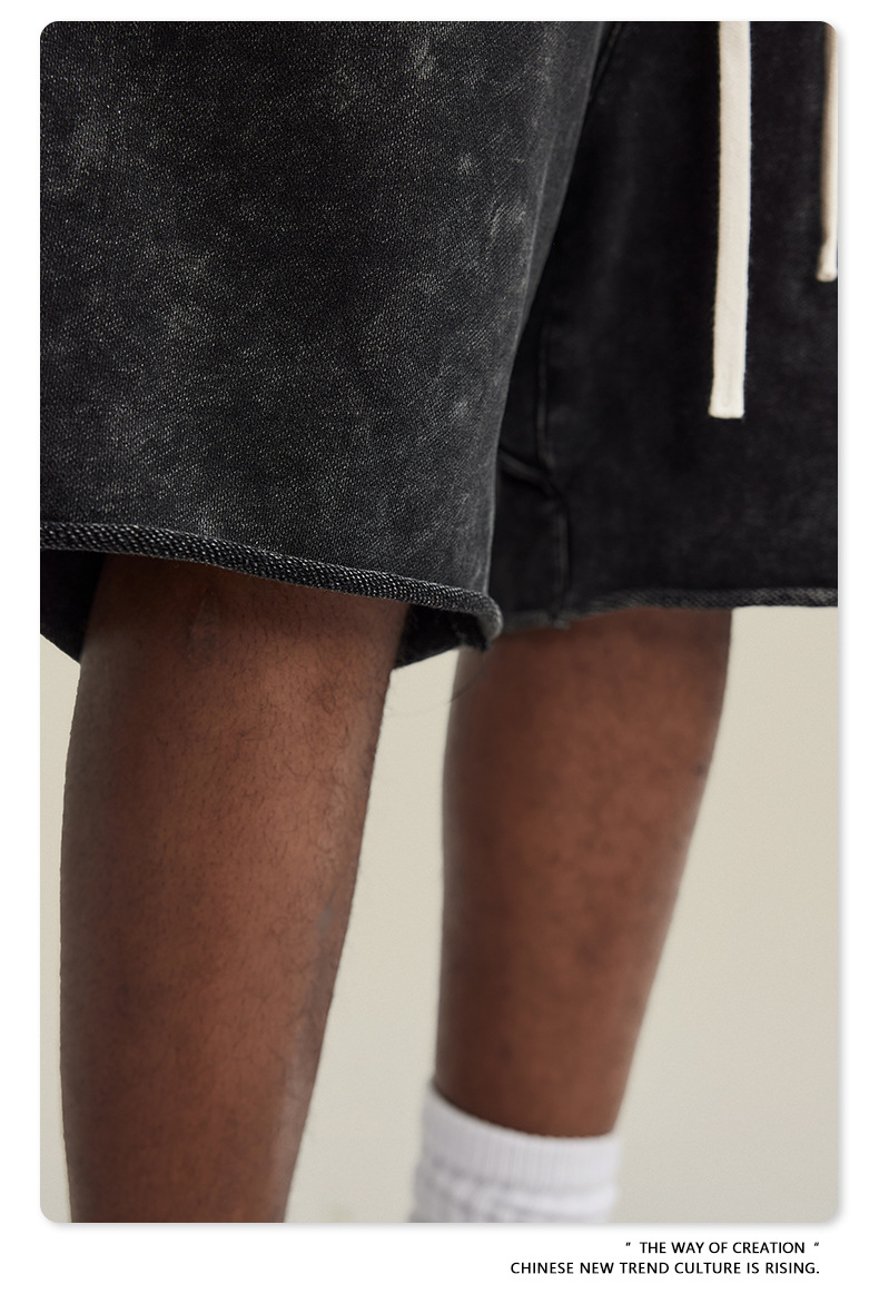 Men's Vintage Cotton Sweat Shorts, Heavyweight Washed Loose Fit Summer Gym Shorts