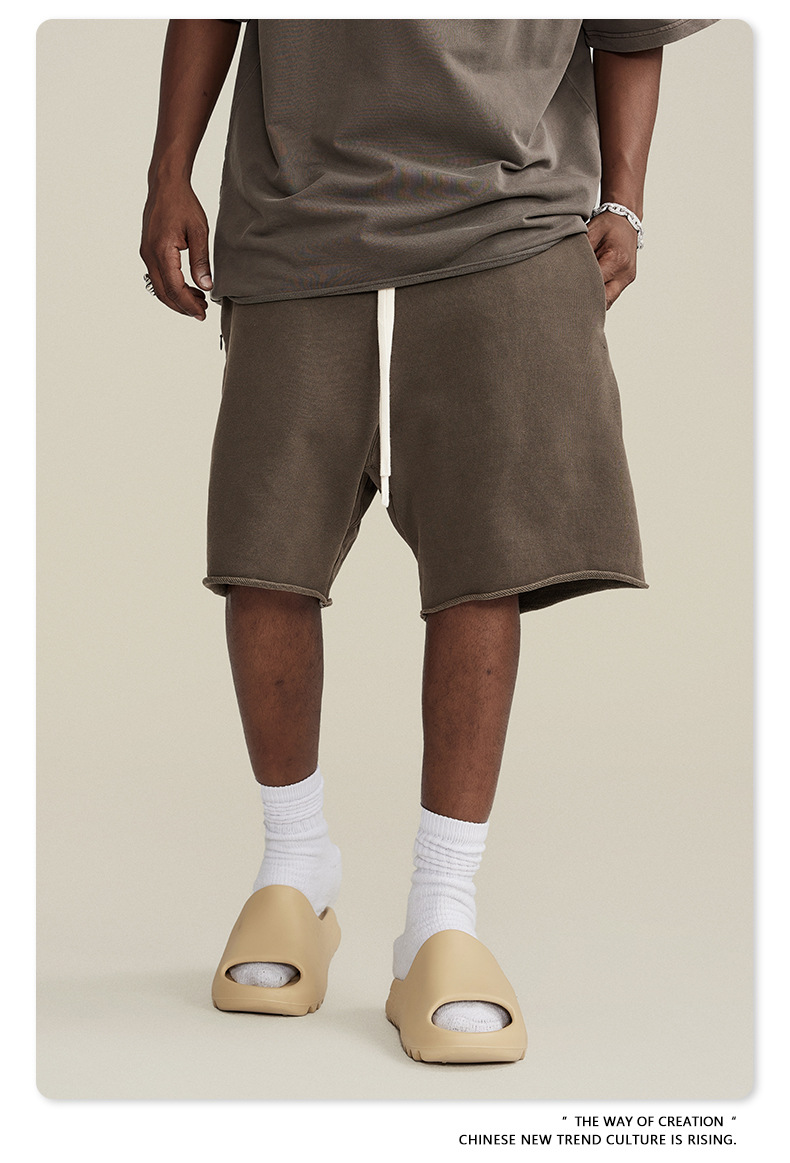 Men's Vintage Cotton Sweat Shorts, Heavyweight Washed Loose Fit Summer Gym Shorts
