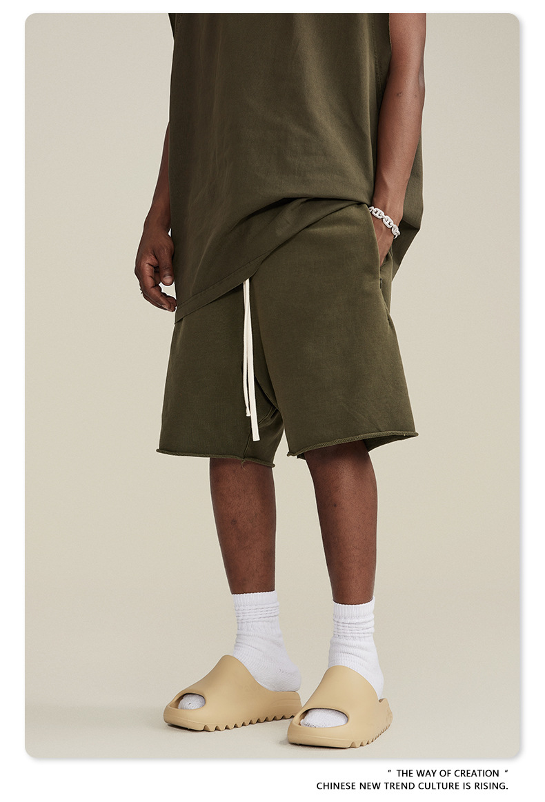 Men's Vintage Cotton Sweat Shorts, Heavyweight Washed Loose Fit Summer Gym Shorts