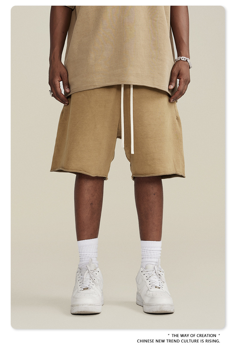 Men's Vintage Cotton Sweat Shorts, Heavyweight Washed Loose Fit Summer Gym Shorts