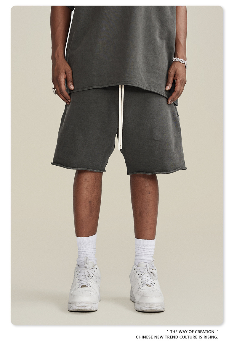 Men's Vintage Cotton Sweat Shorts, Heavyweight Washed Loose Fit Summer Gym Shorts