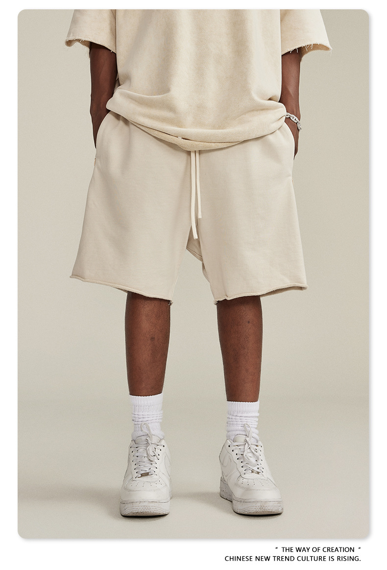 Men's Vintage Cotton Sweat Shorts, Heavyweight Washed Loose Fit Summer Gym Shorts