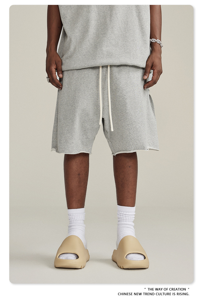 Men's Vintage Cotton Sweat Shorts, Heavyweight Washed Loose Fit Summer Gym Shorts
