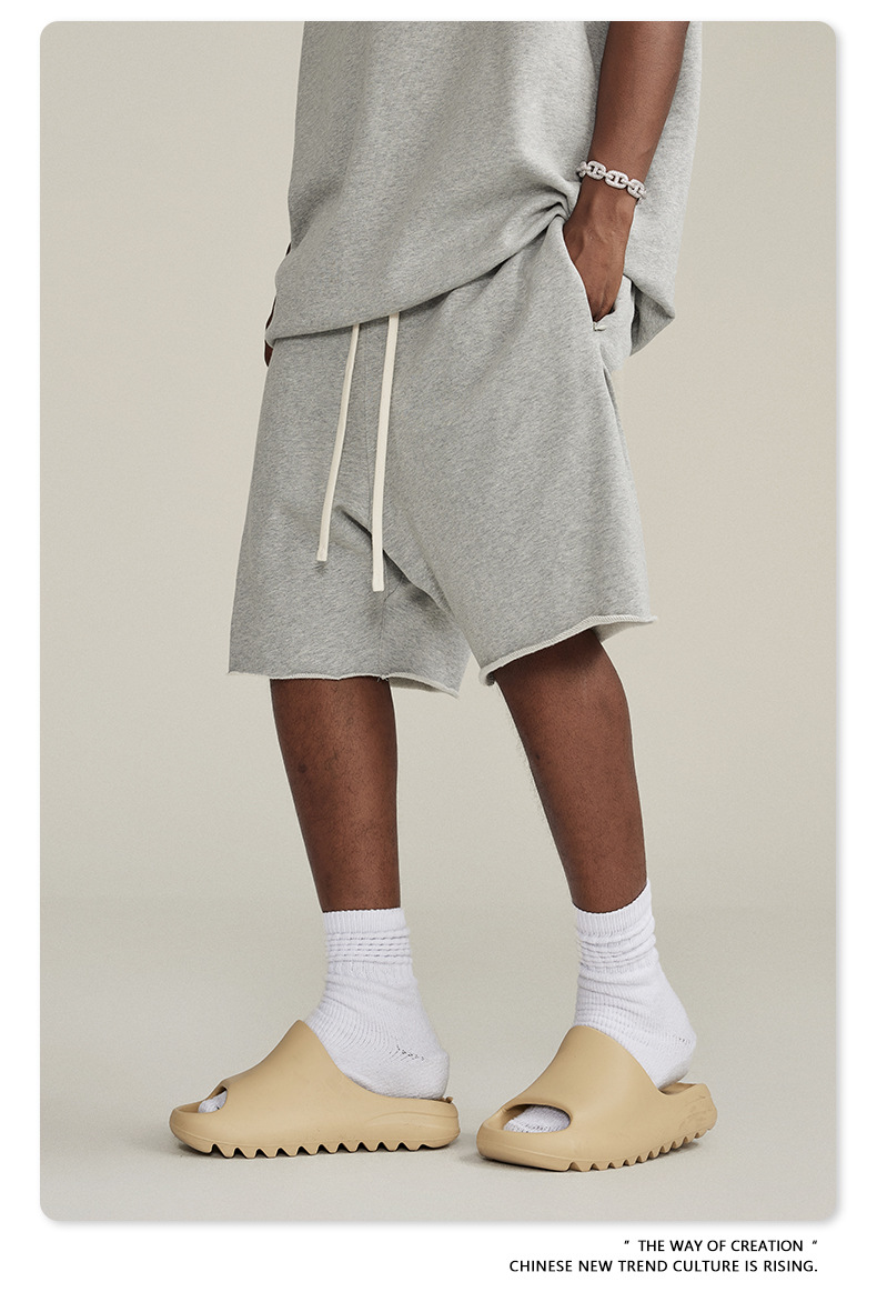 Men's Vintage Cotton Sweat Shorts, Heavyweight Washed Loose Fit Summer Gym Shorts