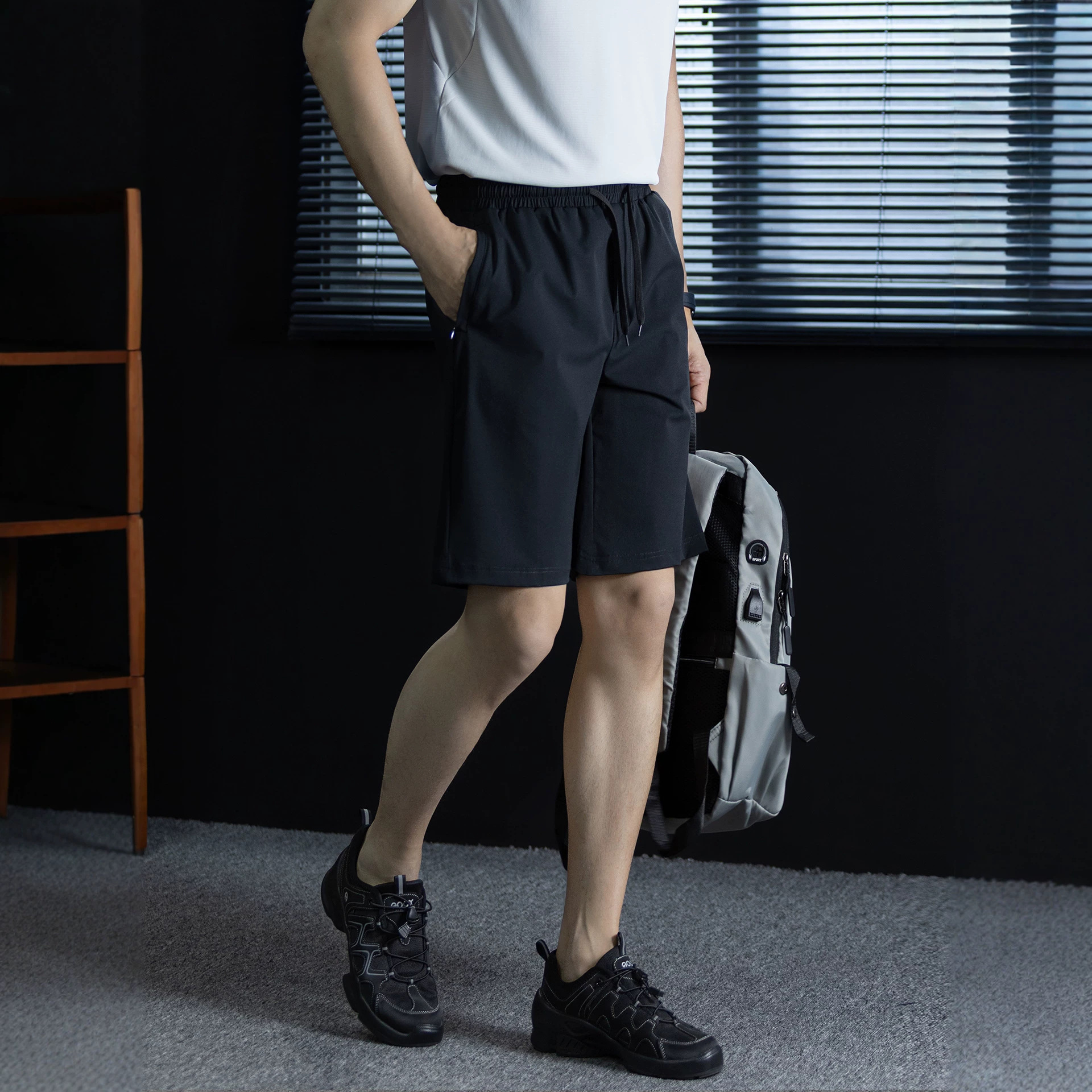Men's High Stretch Nylon Spandex Casual Shorts, Breathable Quick-Dry Summer Athletic Shorts
