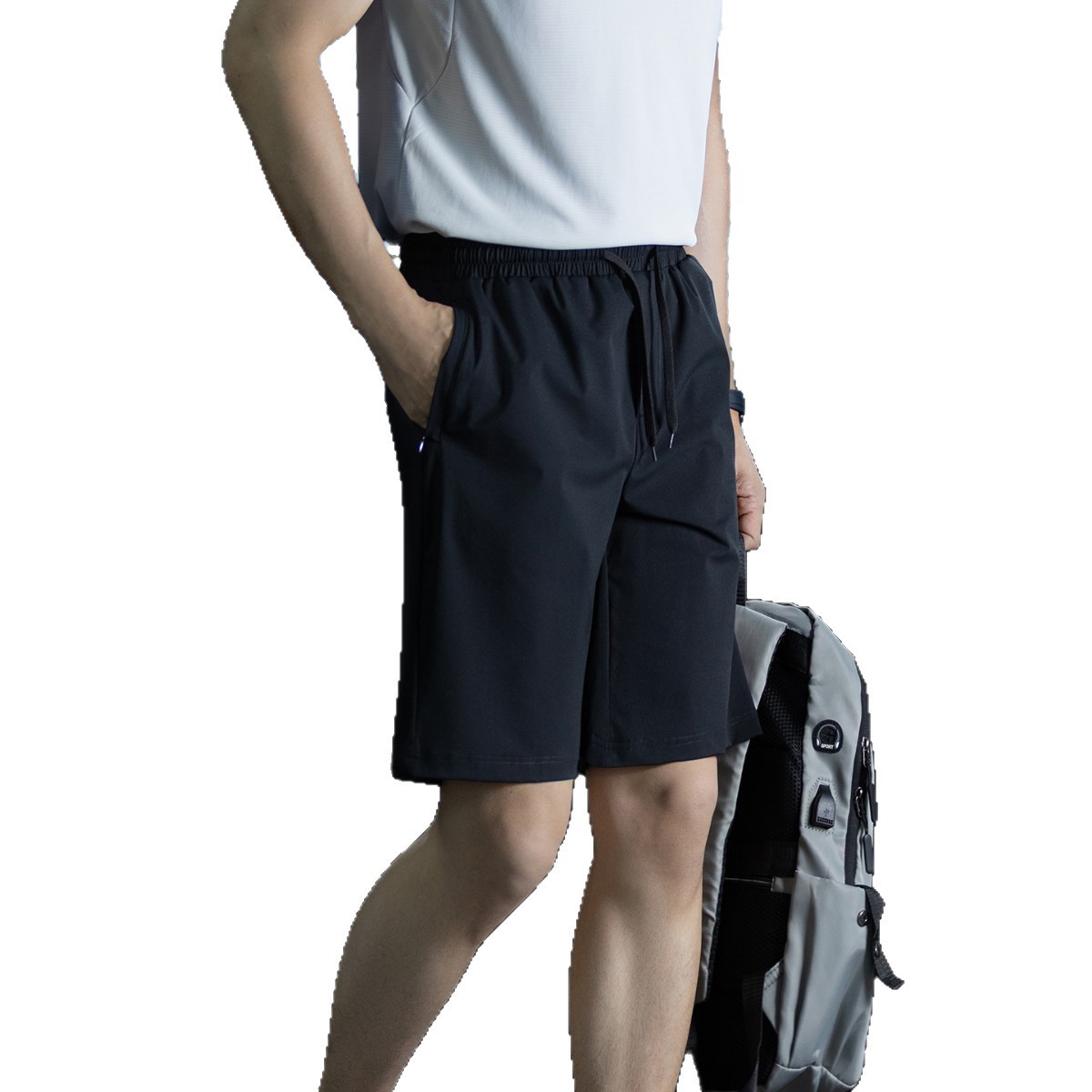 Men's High Stretch Nylon Spandex Casual Shorts, Breathable Quick-Dry Summer Athletic Shorts