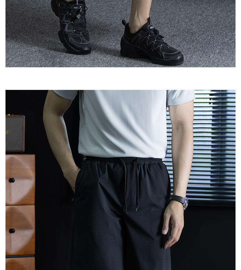 Men's High Stretch Nylon Spandex Casual Shorts, Breathable Quick-Dry Summer Athletic Shorts