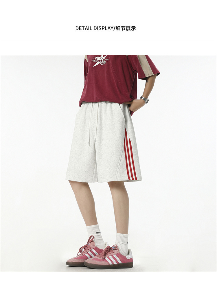 Men's Cotton Blend 5-Inch Athletic Shorts, Loose Fit Summer Sports Shorts with Side Stripes