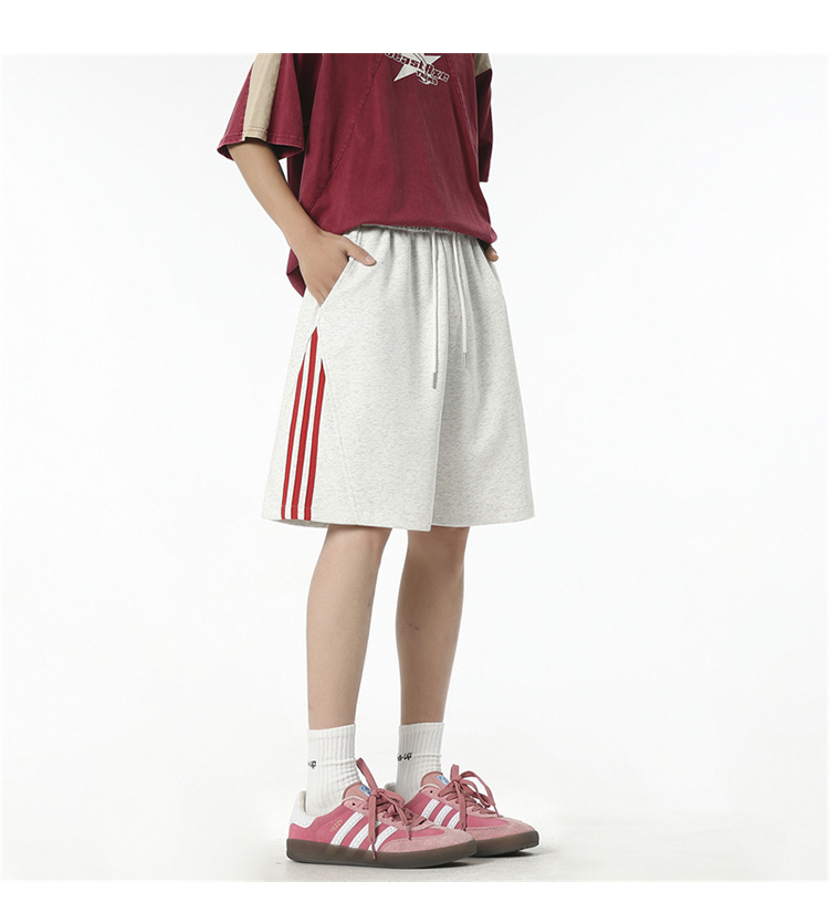 Men's Cotton Blend 5-Inch Athletic Shorts, Loose Fit Summer Sports Shorts with Side Stripes