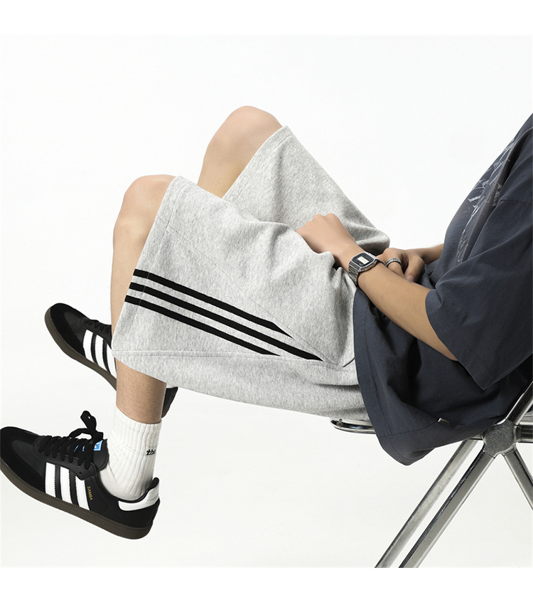 Men's Cotton Blend 5-Inch Athletic Shorts, Loose Fit Summer Sports Shorts with Side Stripes