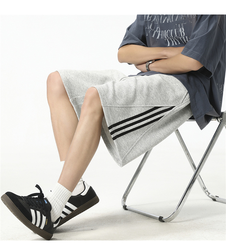Men's Cotton Blend 5-Inch Athletic Shorts, Loose Fit Summer Sports Shorts with Side Stripes