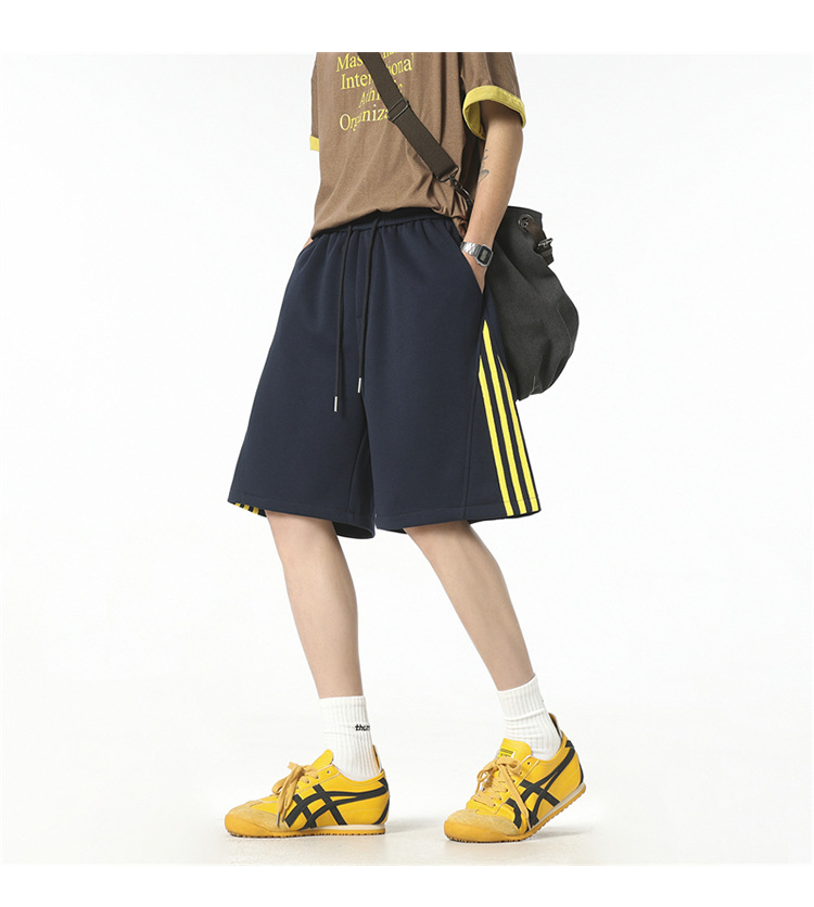 Men's Cotton Blend 5-Inch Athletic Shorts, Loose Fit Summer Sports Shorts with Side Stripes