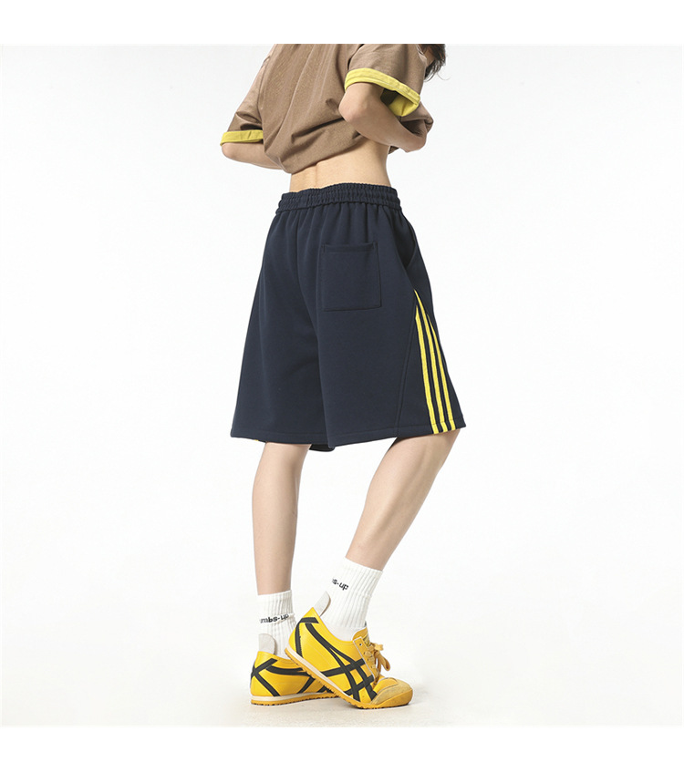 Men's Cotton Blend 5-Inch Athletic Shorts, Loose Fit Summer Sports Shorts with Side Stripes