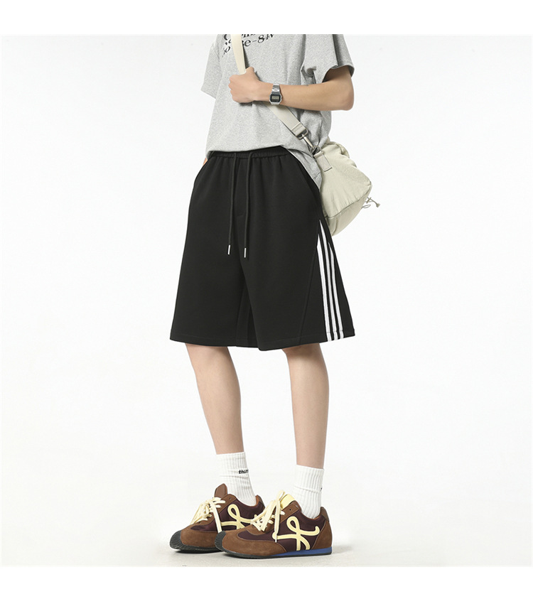 Men's Cotton Blend 5-Inch Athletic Shorts, Loose Fit Summer Sports Shorts with Side Stripes