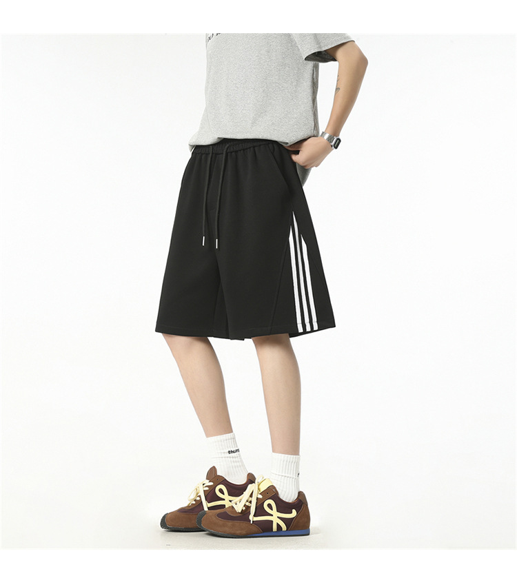 Men's Cotton Blend 5-Inch Athletic Shorts, Loose Fit Summer Sports Shorts with Side Stripes