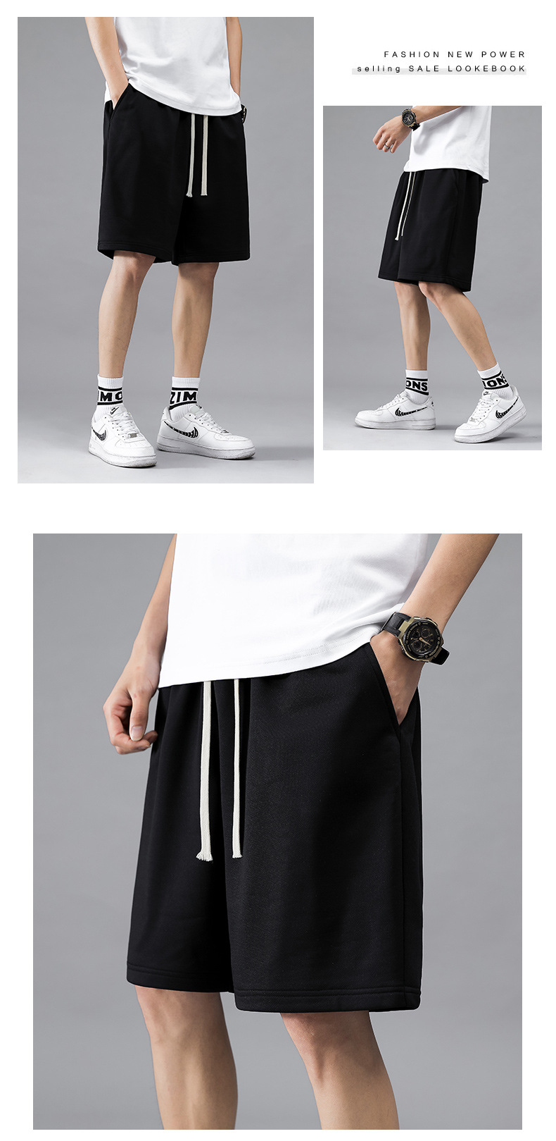 Men's Straight Leg Casual Shorts, Loose Fit Cotton Blend Summer Shorts for Urban Casual Wear
