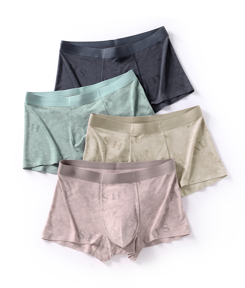 Men's Modal Boxer Briefs with Antibacterial Crotch, Breathable Mid-Rise Underwear for All Seasons