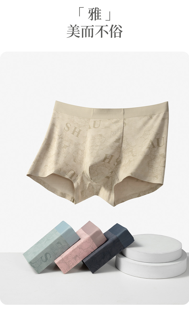 Men's Modal Boxer Briefs with Antibacterial Crotch, Breathable Mid-Rise Underwear for All Seasons