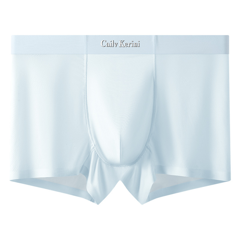 Men's Ice Silk Boxer Briefs, Seamless Quick-Dry Breathable Solid Color Underwear