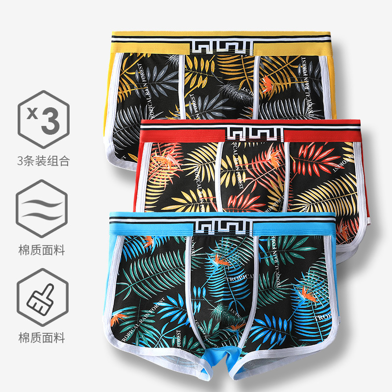 Men's Cotton Boxer Briefs, Breathable Mid-Rise Underwear for Daily Wear, 4 Sizes