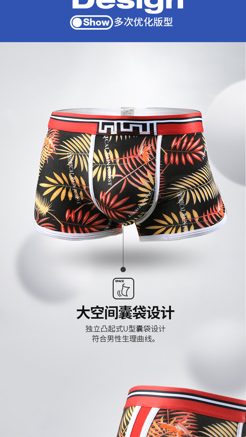 Men's Cotton Boxer Briefs, Breathable Mid-Rise Underwear for Daily Wear, 4 Sizes