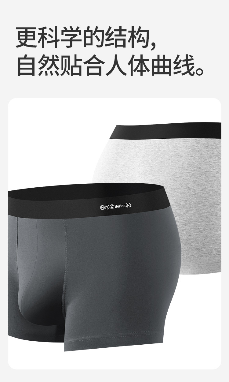 Hengyuanxiang Men's Cotton Boxer Briefs, Breathable Seamless Mid-Rise Underwear, 4-Pack