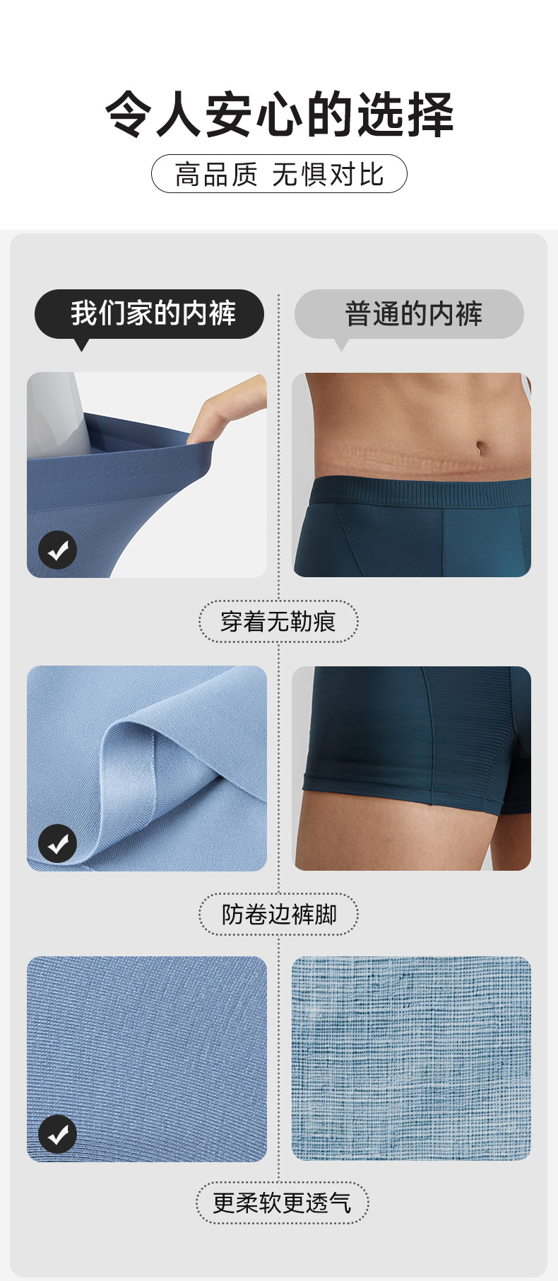 Men's Modal Boxer Briefs with Antibacterial Cordyceps Gusset, Seamless Breathable Stretch Underwear