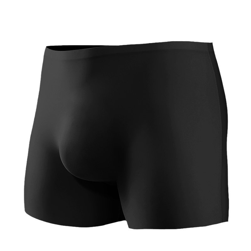 Men's Ice Silk Boxer Briefs, Breathable Seamless Thin Flat Front Underwear for Summer Sports, Solid Colors