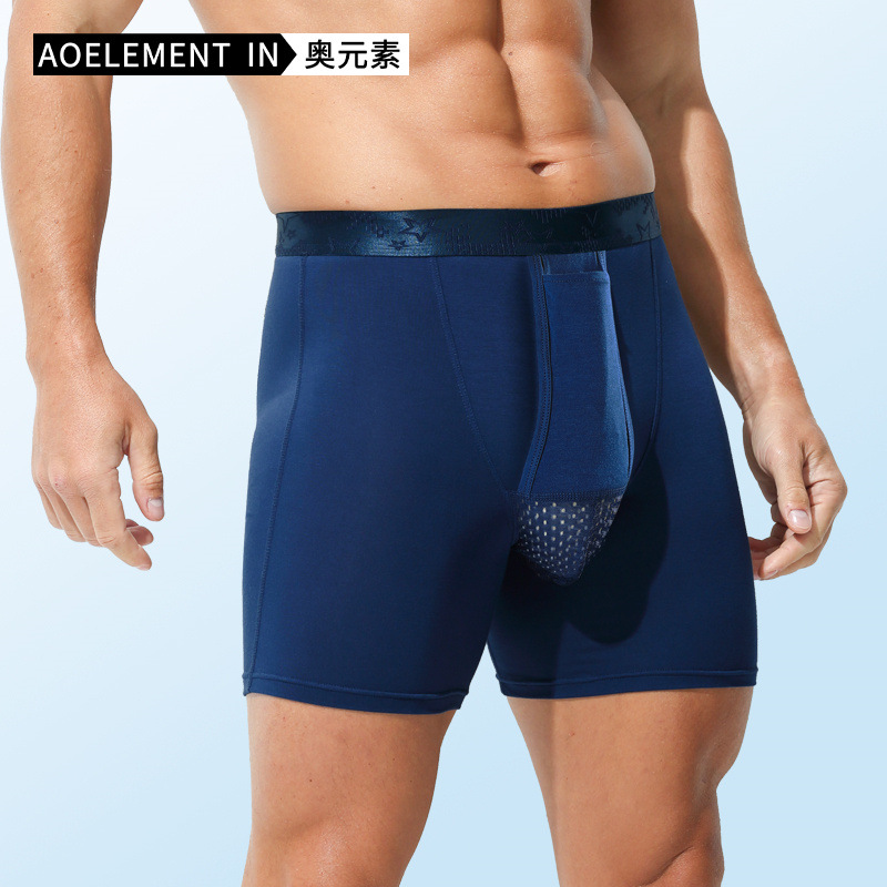 Men's Bullet Separation Anti-Chafing Boxer Briefs, Breathable Sports Underwear with Pouch Support, Mid-Rise