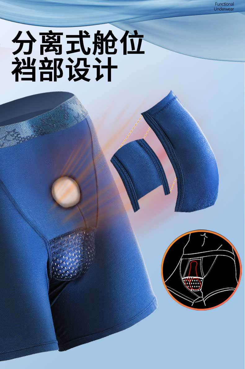Men's Bullet Separation Anti-Chafing Boxer Briefs, Breathable Sports Underwear with Pouch Support, Mid-Rise