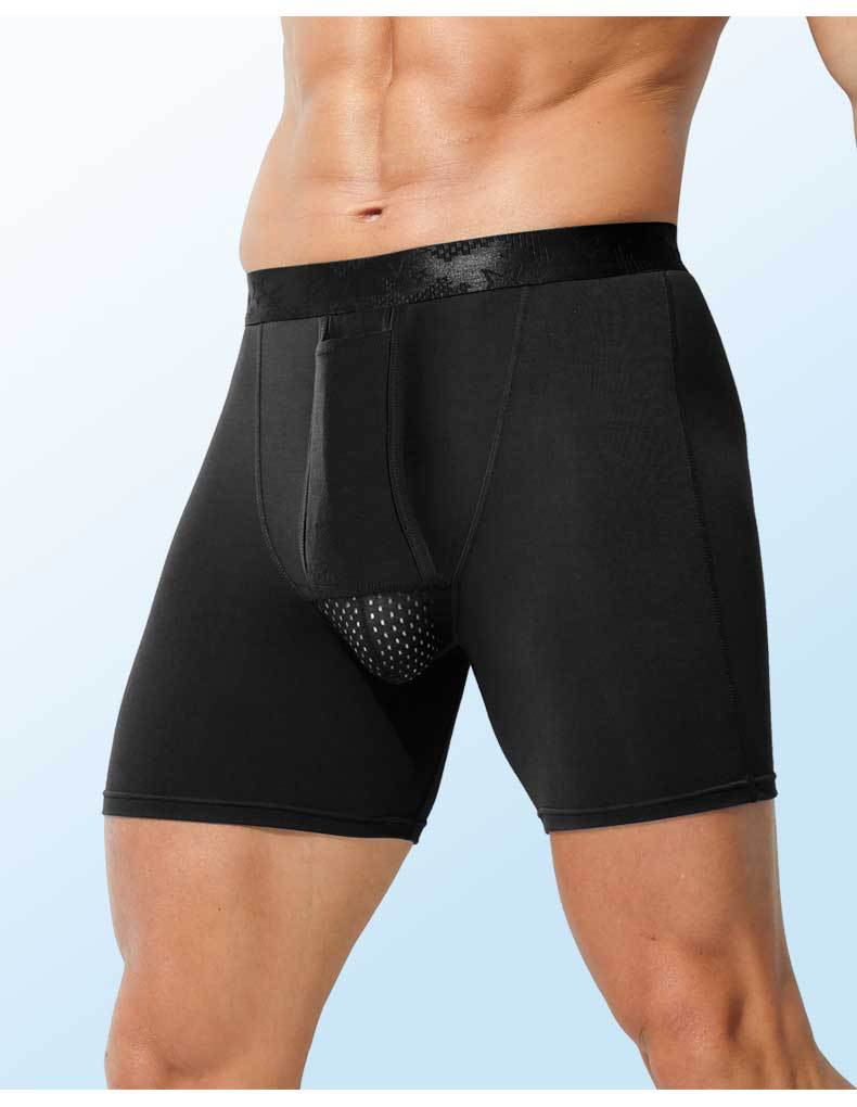 Men's Bullet Separation Anti-Chafing Boxer Briefs, Breathable Sports Underwear with Pouch Support, Mid-Rise