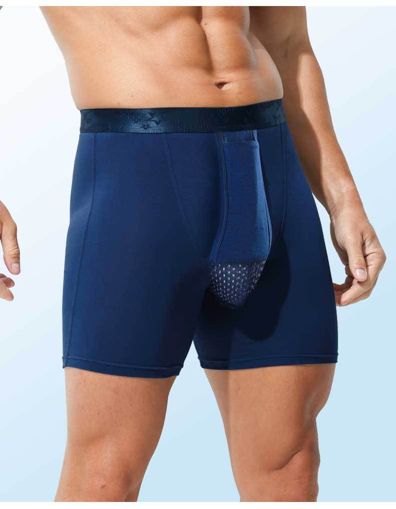 Men's Bullet Separation Anti-Chafing Boxer Briefs, Breathable Sports Underwear with Pouch Support, Mid-Rise