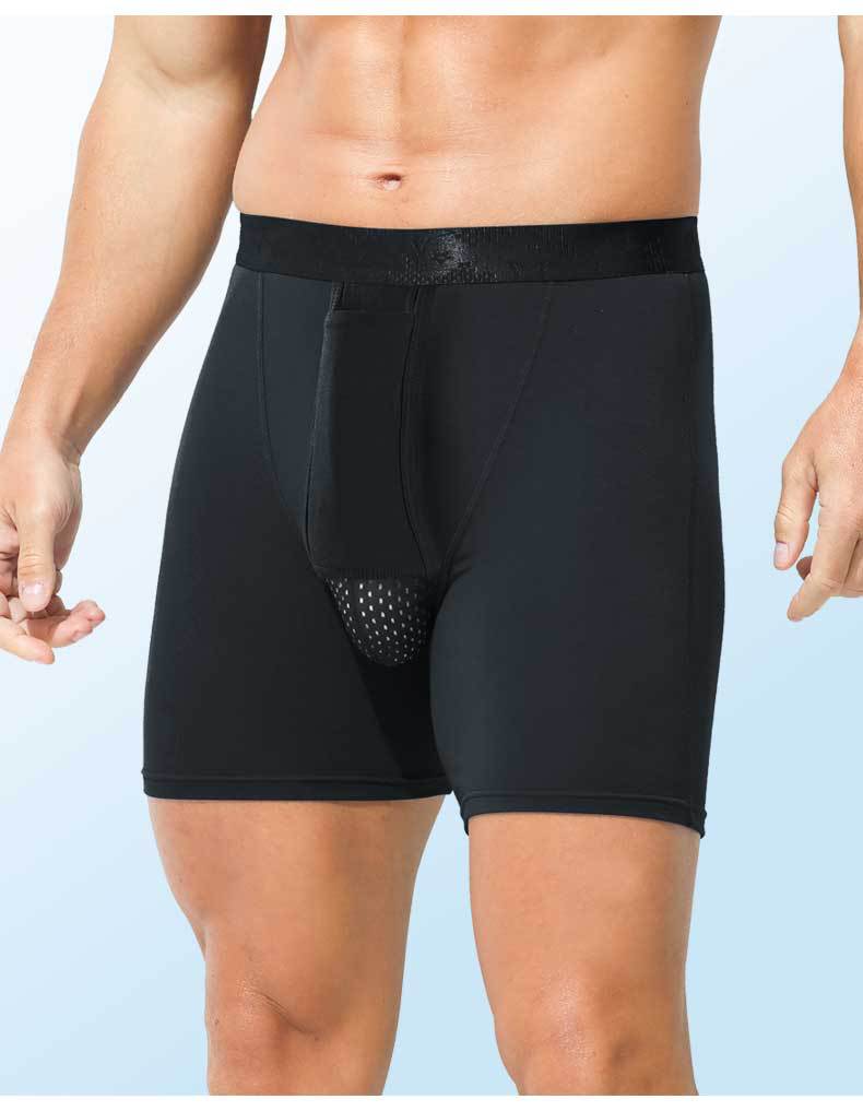 Men's Bullet Separation Anti-Chafing Boxer Briefs, Breathable Sports Underwear with Pouch Support, Mid-Rise