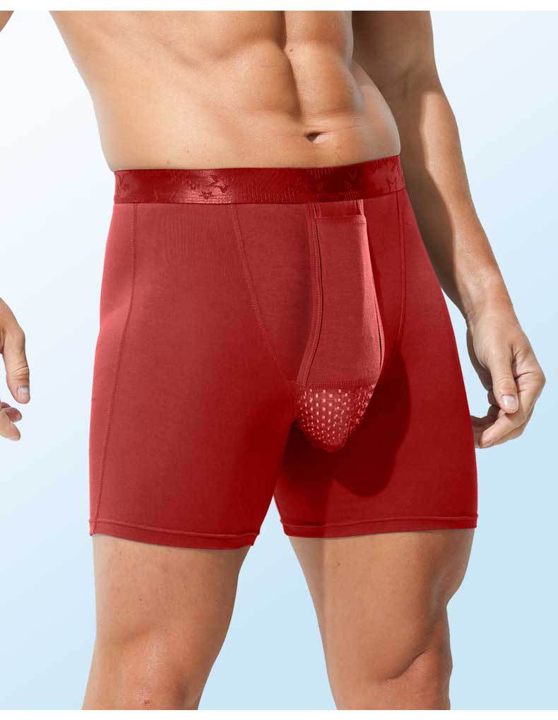 Men's Bullet Separation Anti-Chafing Boxer Briefs, Breathable Sports Underwear with Pouch Support, Mid-Rise