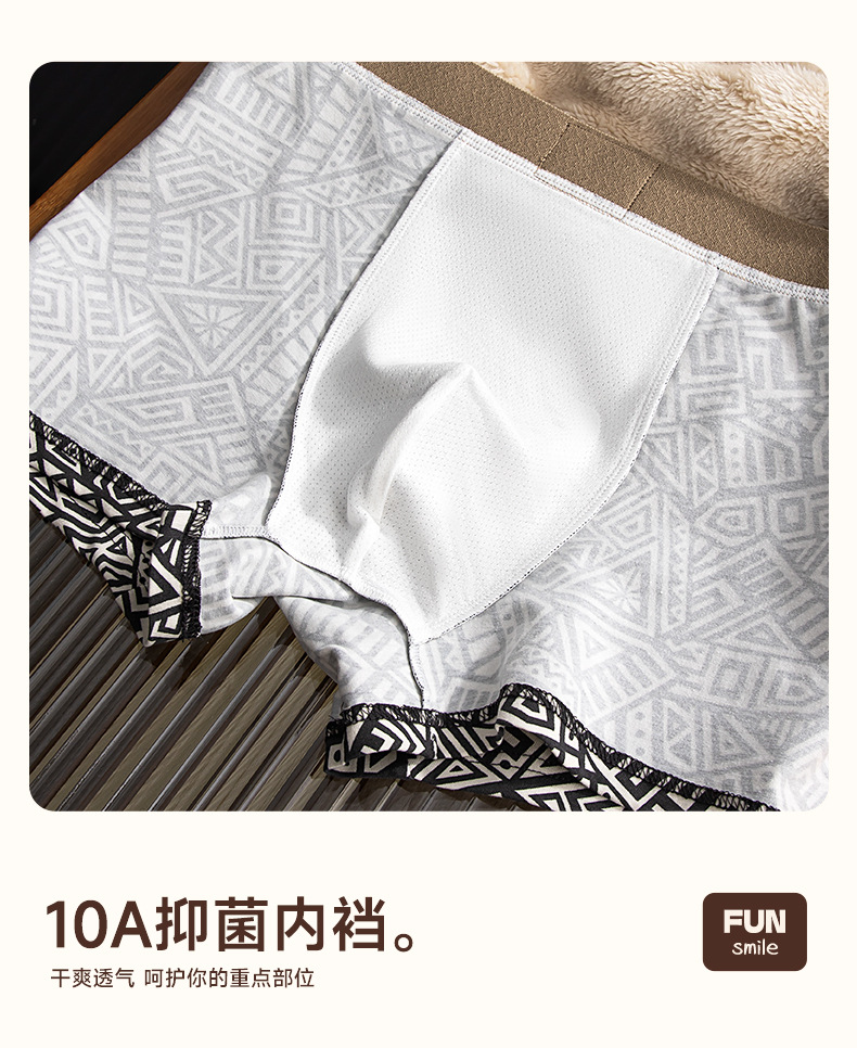 Men's Cotton Boxer Briefs Vintage Ethnic Print Breathable Lightweight Soft Stretch Underwear