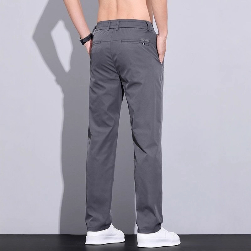 Men's Straight Leg Casual Pants Spring Autumn Light Business Trousers Solid Color Polyester