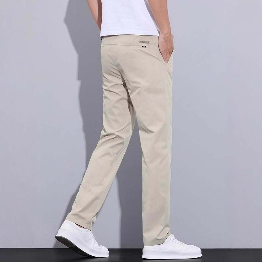 Men's Straight Leg Casual Pants Spring Autumn Light Business Trousers Solid Color Polyester