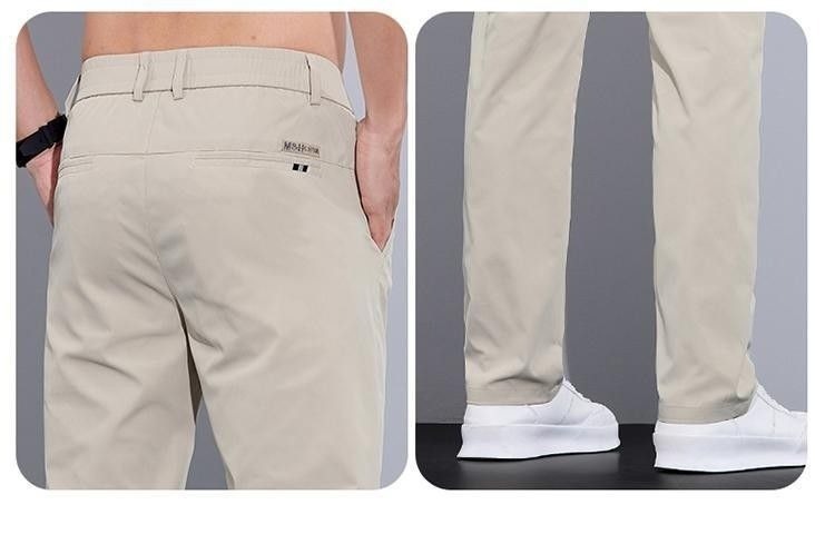 Men's Straight Leg Casual Pants Spring Autumn Light Business Trousers Solid Color Polyester