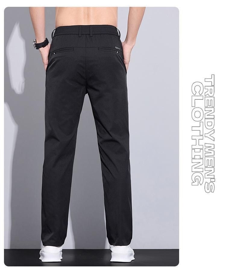 Men's Straight Leg Casual Pants Spring Autumn Light Business Trousers Solid Color Polyester