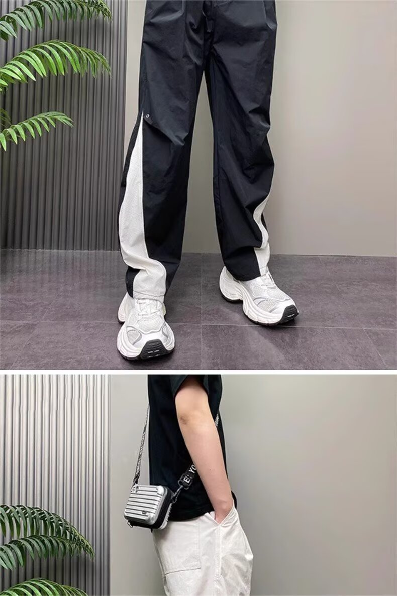 Men's Lightweight Quick-Dry Cargo Pants Summer Outdoor Loose Straight Polyester Casual Trousers