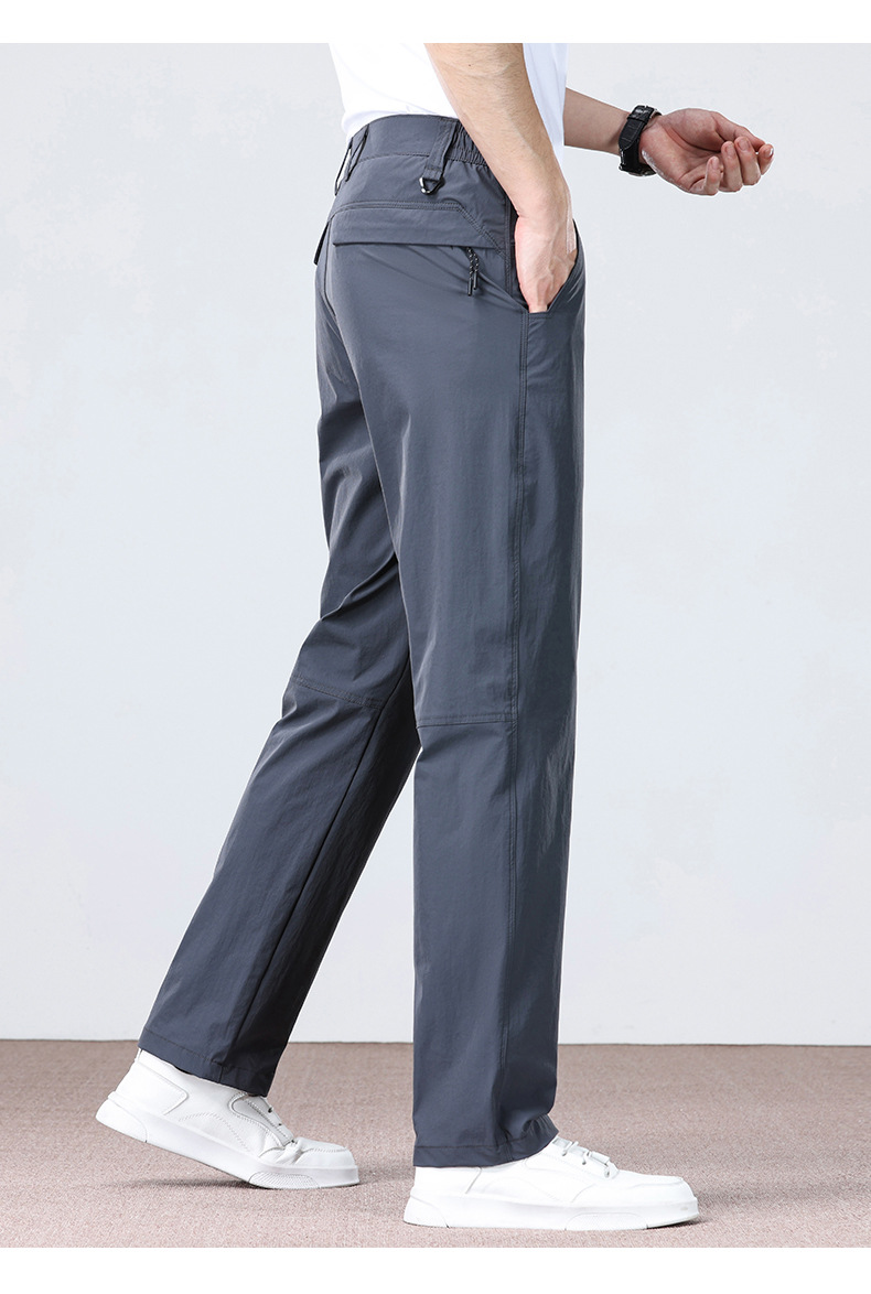 Men's Business Casual Pants Straight Leg Loose Fit High Stretch Ice Silk Wrinkle Resistant Summer Trousers