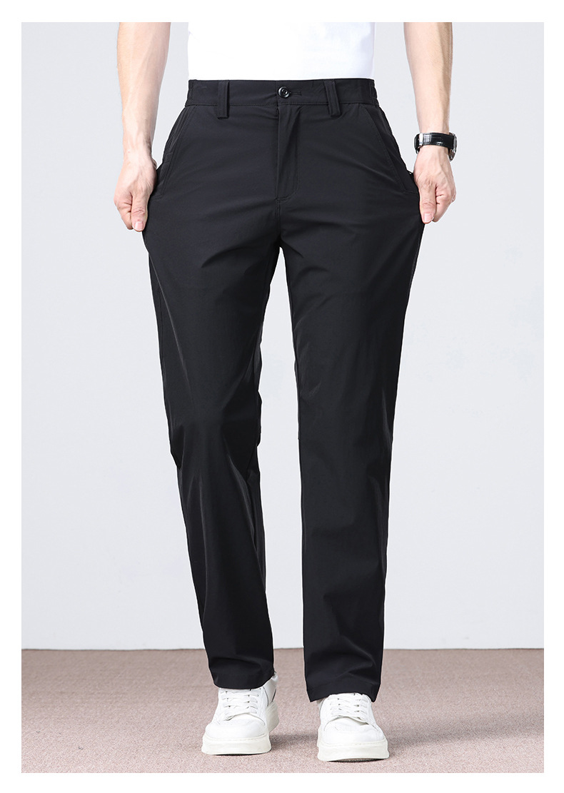 Men's Business Casual Pants Straight Leg Loose Fit High Stretch Ice Silk Wrinkle Resistant Summer Trousers