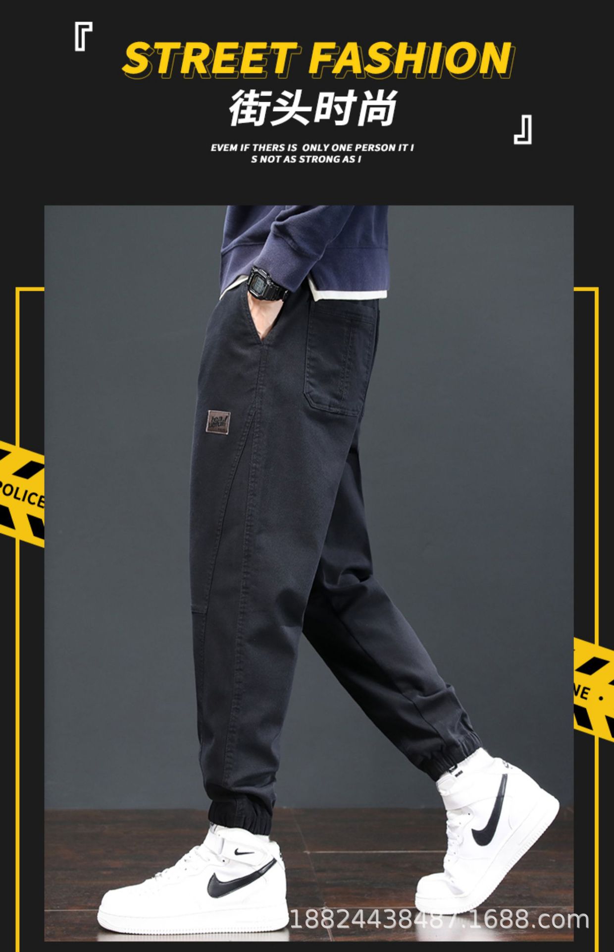 Men's Loose Fit Cargo Pants with Drawstring Cuffs, Plaid Cotton Casual Work Trousers for Spring and Autumn